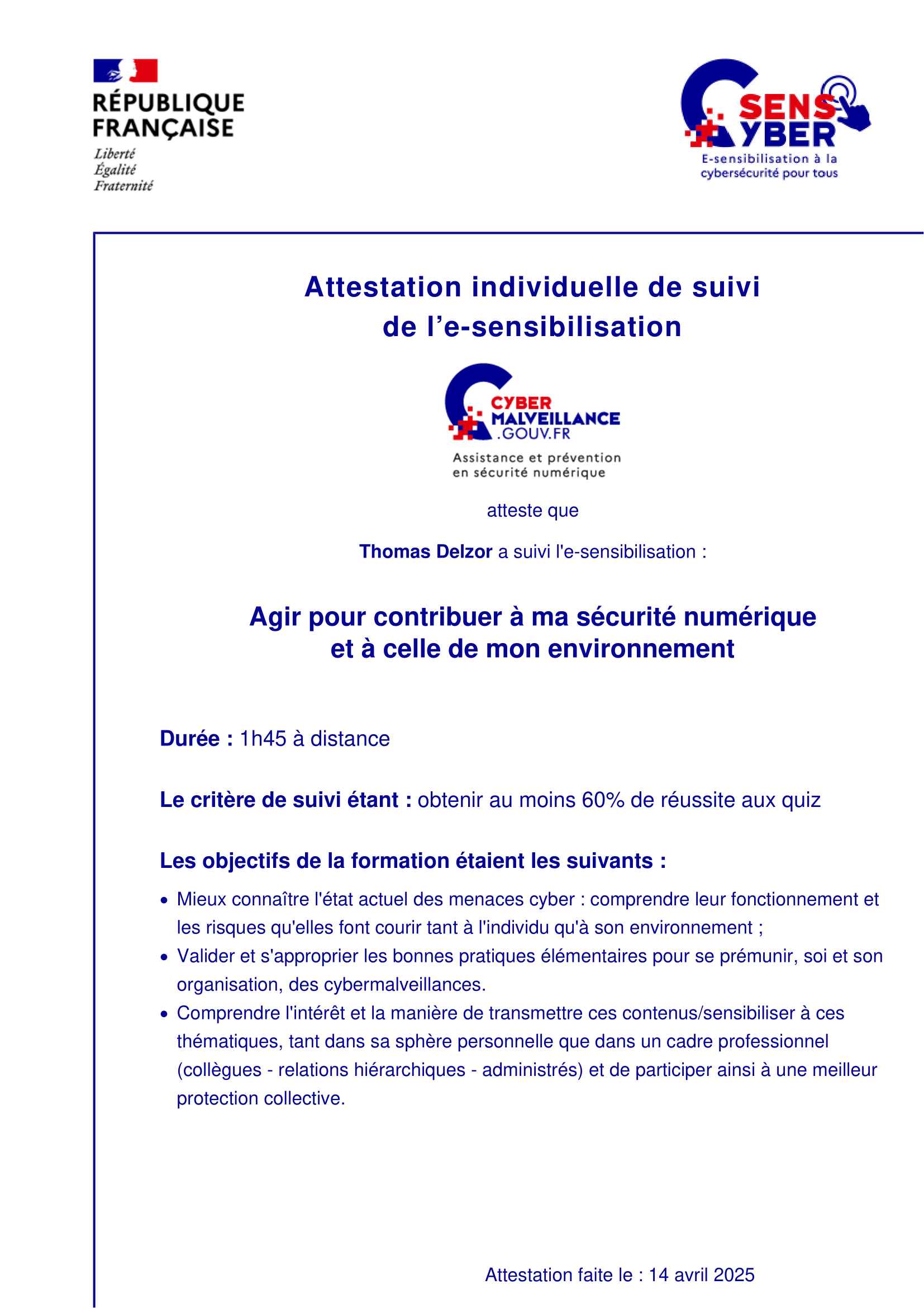 E-Sensibilisation Diploma